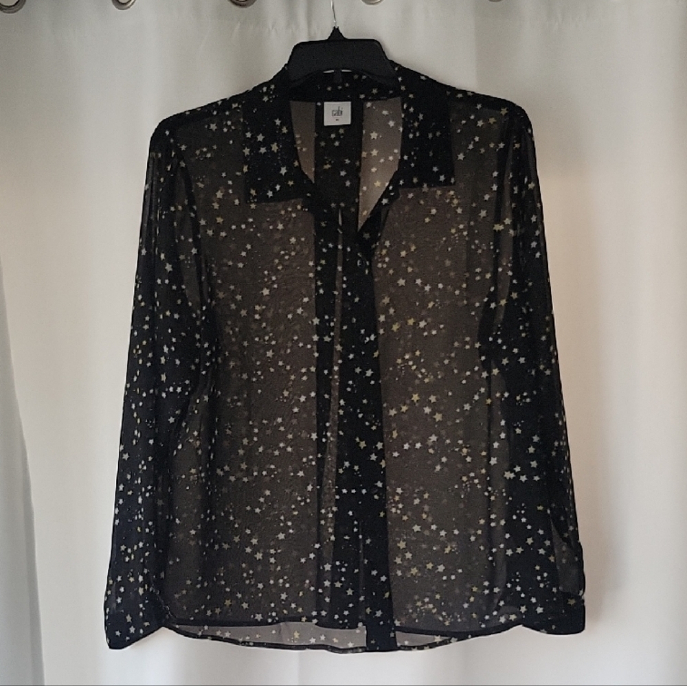 CAbi Black and White Blouse Elegant Top